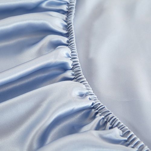  LilySilk 1I02-09-KN 100% Mulberry Silk Sheets Set 3pcs 19 Momme, King, Light Blue