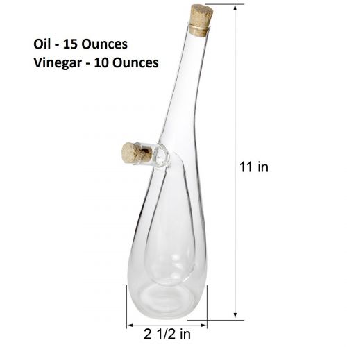  Lilys Home Glass Olive Oil and Vinegar Dispenser, A Beautiful Addition to Any Kitchen and Dinnerware Set (15 Ounces & 10 Ounces)