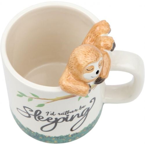  Lilys Home Rather Be Sleeping Lazy Sloth 3D Animal Mug. Ceramic Cup for Sloth Lovers.10 Oz.