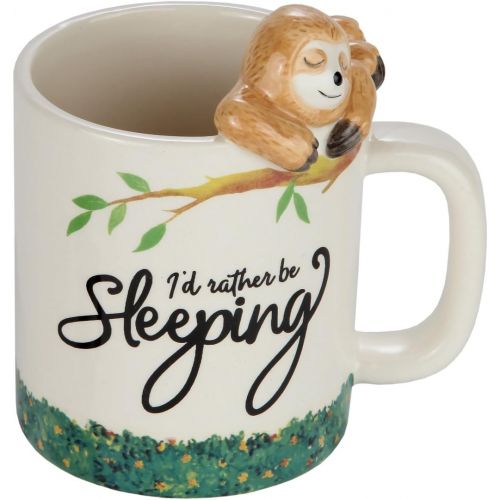  Lilys Home Rather Be Sleeping Lazy Sloth 3D Animal Mug. Ceramic Cup for Sloth Lovers.10 Oz.