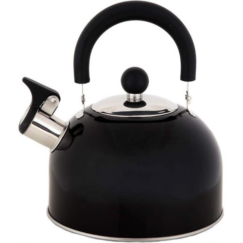  [아마존베스트]Lilys Home 2 Quart Stainless Steel Whistling Tea Kettle, the Perfect Stovetop Tea and Water Boilers for Your Home, Dorm, Condo or Apartment. (Black)