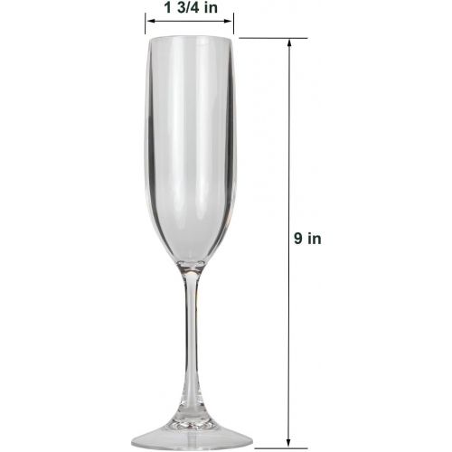  [아마존베스트]Lilys Home Unbreakable Acrylic Champagne Glasses, Made of Shatterproof Plastic and Ideal for Indoor and Outdoor Use, Reusable, Crystal Clear (5 oz. Each, Set of 4)