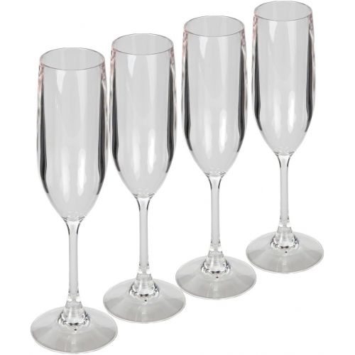  [아마존베스트]Lilys Home Unbreakable Acrylic Champagne Glasses, Made of Shatterproof Plastic and Ideal for Indoor and Outdoor Use, Reusable, Crystal Clear (5 oz. Each, Set of 4)