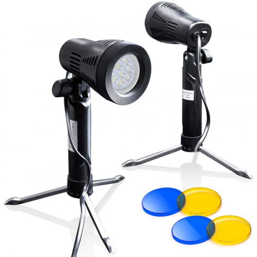  LimoStudio 2 Sets Photography Continuous LED Portable Light Lamp for Table Top Studio with Color Filters, Photography Photo Studio, AGG1501