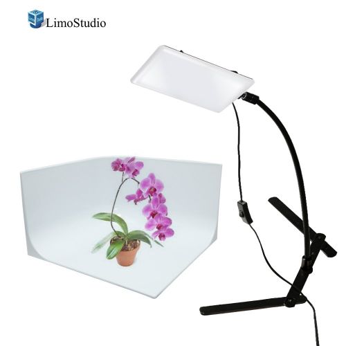  LimoStudio LED Light Panel with Gooseneck Extension Bar Adapter and Mini Table Top Lighting Stand, Photo Studio, AGG2208