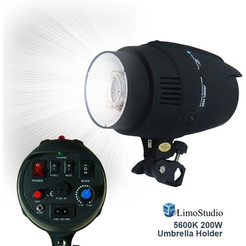  LimoStudio 200 Watt Digital Strobe Flash Light with Umbrella Reflector Insertion Hole, Modeling Photographic Flash, Wire Sync Cable, Photo Studio, AGG1907