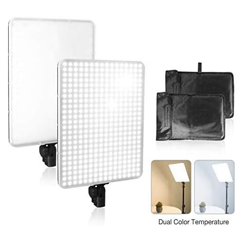  LimoStudio [2-Pack] 45Watt Dimmable Dual-Color Temperature Photo Video Light Panel with AC Adapter and Carrying Bag, AGG2810