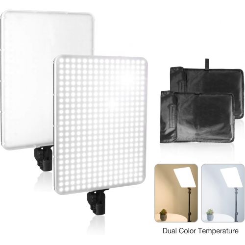  LimoStudio [2-Pack] 45Watt Dimmable Dual-Color Temperature Photo Video Light Panel with AC Adapter and Carrying Bag, AGG2810