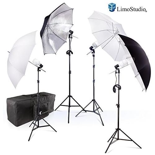  Photography Photo Portrait Studio 800W LED Bulbs Day Light Black and White Umbrella Continuous Lighting Kit by LimoStudio, AGG2754