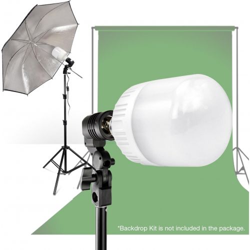  Photography Photo Portrait Studio 800W LED Bulbs Day Light Black and White Umbrella Continuous Lighting Kit by LimoStudio, AGG2754