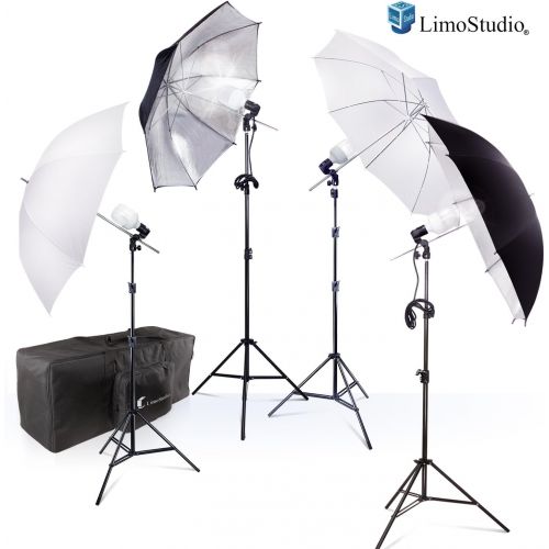  Photography Photo Portrait Studio 800W LED Bulbs Day Light Black and White Umbrella Continuous Lighting Kit by LimoStudio, AGG2754