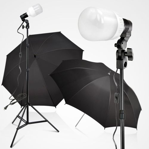  Photography Photo Portrait Studio 800W LED Bulbs Day Light Black and White Umbrella Continuous Lighting Kit by LimoStudio, AGG2754