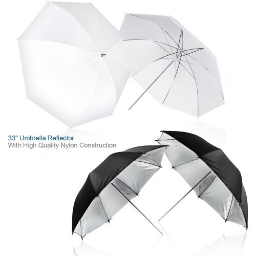  Photography Photo Portrait Studio 800W LED Bulbs Day Light Black and White Umbrella Continuous Lighting Kit by LimoStudio, AGG2754