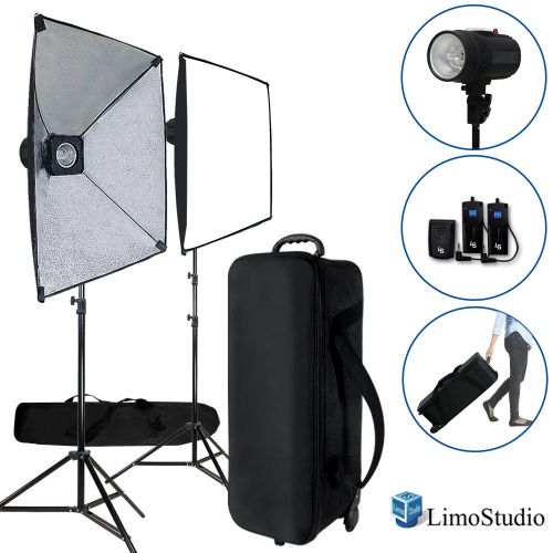  LimoStudio Flash Strobe Lighting Kit, 200 Watt Flash Light, Softbox, Radio Sync Trigger and Receiver, Light Stand Tripod, Photo Equipment Carry Bag with Wheels, Hand Strap Bag, Pho