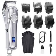Limural Hair Clippers for Men Professional Cordless Clippers for Hair Cutting Beard Trimmer Barbers Grooming Kit Rechargeable, LED Display, Silver