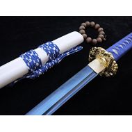 Lin creative Japanese Samurai Katana Sword,High Carbon Steel Blade,Wood Scabbard,Alloy Tsuba,Full Tang,Length 39 inch