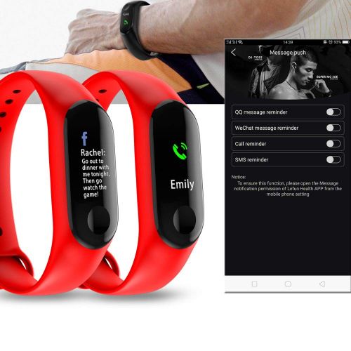  Linbing123 Farbdisplay, intelligentes Armband, Herzfrequenz-Monitor-Touchpad, Fitness-Tracker, intelligenter Armband-Aktivitats-Tracker, Bluetooth-Schrittzahler mit intelligenter Schlafmonito