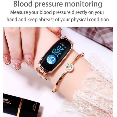  Linbing123 Smart Bracelet Female Wristband Blood Pressure Heart Rate Monitor Fitness Tracker IP67 Waterproof Smart Belt Womens Smart Remote Music Photo,003