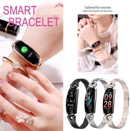  Linbing123 Smart Bracelet Female Wristband Blood Pressure Heart Rate Monitor Fitness Tracker IP67 Waterproof Smart Belt Womens Smart Remote Music Photo,003