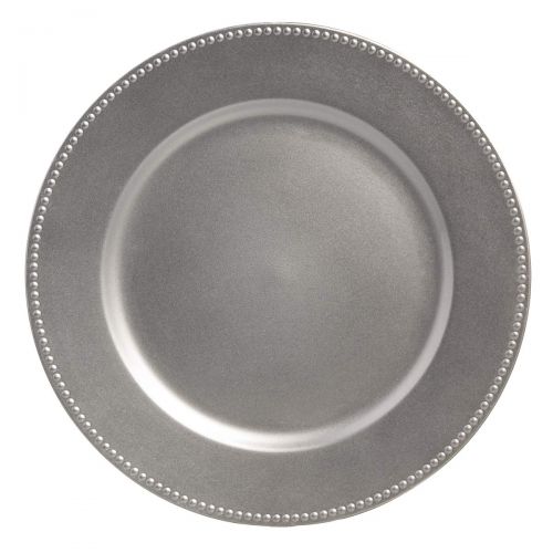  Lincoln International (12 Pack 13” Round Beaded Rim Silver Charger Plates Dining Table Kitchen Decor Dinner Party Supplies