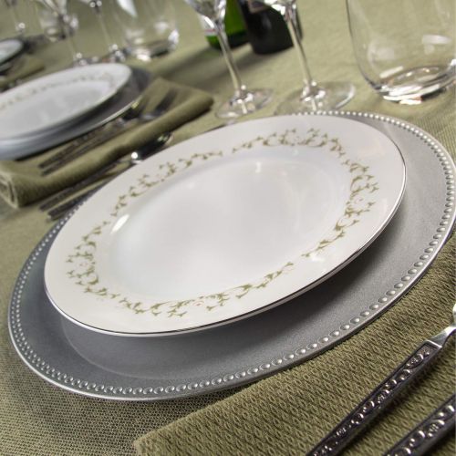  Lincoln International (12 Pack 13” Round Beaded Rim Silver Charger Plates Dining Table Kitchen Decor Dinner Party Supplies