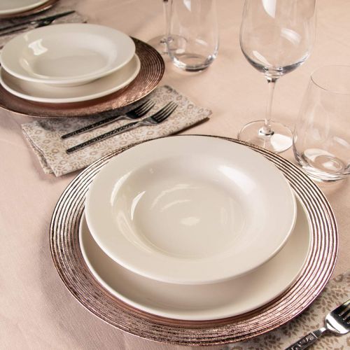  Lincoln International (12 Pack) 13 Lined Gold Charger Plates Chargers For Dining Table Home Decor