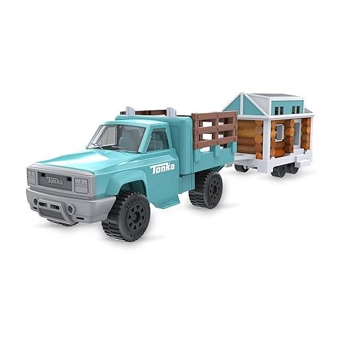  Lincoln Logs Cruising Tonka Tiny Home, Toy Truck Building playset for Kids, Boys & Girls Ages 3+,Promotes Fine Motor Skills & Sensory Development, STEM, Great Holiday & Birthday Classic Retro Gift