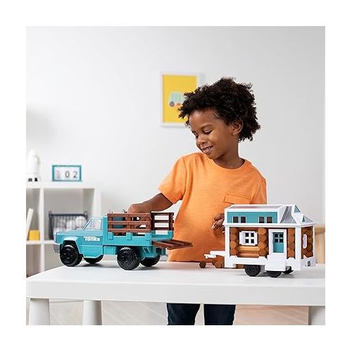  Lincoln Logs Cruising Tonka Tiny Home, Toy Truck Building playset for Kids, Boys & Girls Ages 3+,Promotes Fine Motor Skills & Sensory Development, STEM, Great Holiday & Birthday Classic Retro Gift