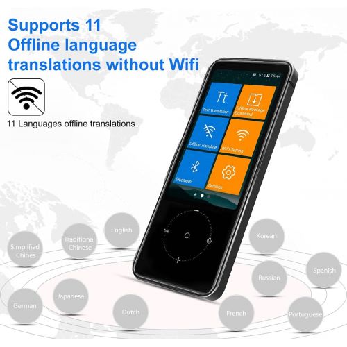  Lincom Languages Translator Device, Portable 107 Two-Way Instant WiFi Connection, Voice & Text Photo Translation, Offline with 3.0 HD Screen, 60 Mins Audio Memo, grey