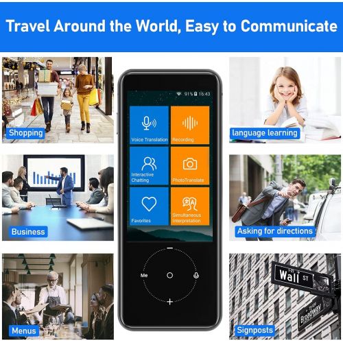  Lincom Languages Translator Device, Portable 107 Two-Way Instant WiFi Connection, Voice & Text Photo Translation, Offline with 3.0 HD Screen, 60 Mins Audio Memo, grey