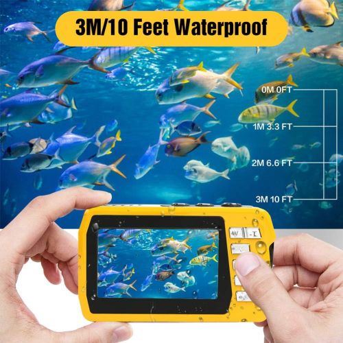  [아마존베스트]Lincom Underwater Camera Underwater Camera 2.7K Full HD 48.0MP Camera with Two Screens for Selfie Waterproof Camera for Swimming and Snorkelling