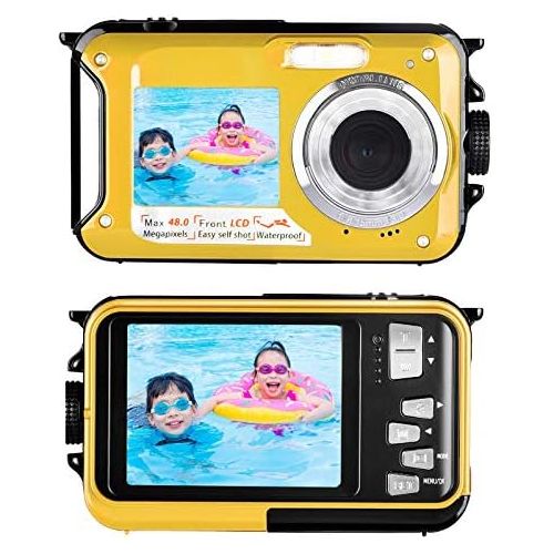  [아마존베스트]Lincom Underwater Camera Waterproof with Dual Screen 2.7K 48MP Underwater Camera Digital Waterproof for Snorkelling Selfie Camera