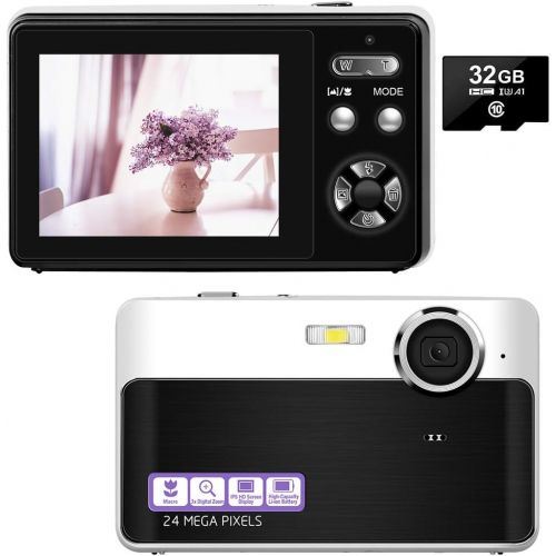  [아마존베스트]SUNLEO Digital Camera Mini Video Camera Point and Shoot Camera 2.4inch 24 MP HD Students Digital Camera for Kids Teenagers Beginners