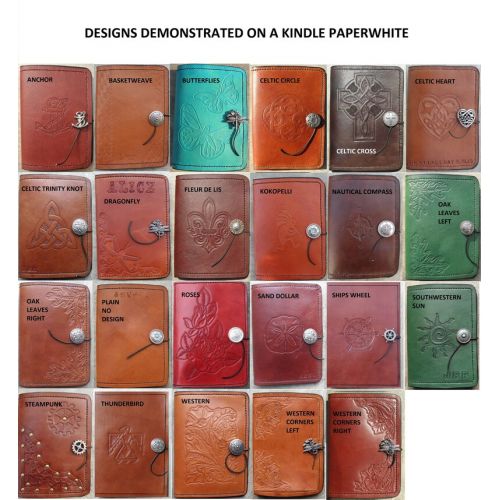  LindasGardenLeather Handmade Leather Kindle Fire HD 8 2015, 2016, 2017 Cover