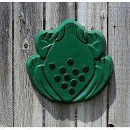 /LindasYardArt Frog, concrete wall hanging, plaque, Yard art, Patio decor, Green frog, Fence art, Concrete Frog