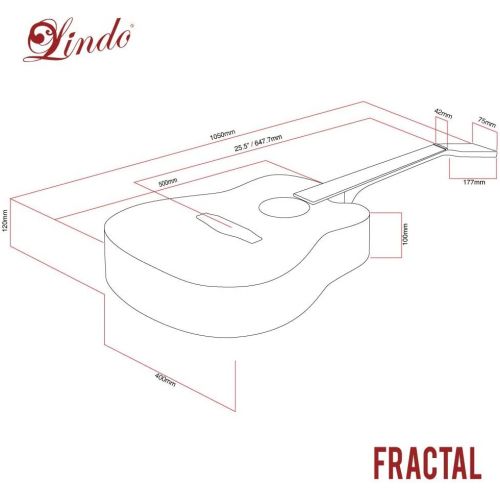 [아마존베스트]Lindo Gitarren Lindo Blue Fractal Apprentice Series 42C Acoustic Guitar & Gig Bag