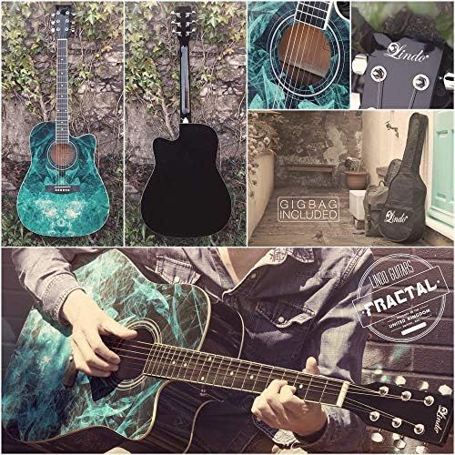  [아마존베스트]Lindo Gitarren Lindo Blue Fractal Apprentice Series 42C Acoustic Guitar & Gig Bag