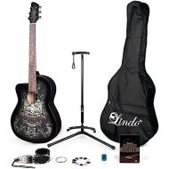 [아마존베스트]Lindo Gitarren Lindo 933C Alien Left Handed Acoustic Guitar with Accessory Kit (Gig Bag, Stand, Strings, Strap, 10 Picks, DVD, Clip-On Tuner) - Black