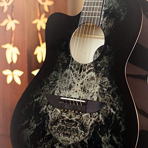  [아마존베스트]Lindo Gitarren Lindo 933C Alien Left Handed Acoustic Guitar with Accessory Kit (Gig Bag, Stand, Strings, Strap, 10 Picks, DVD, Clip-On Tuner) - Black