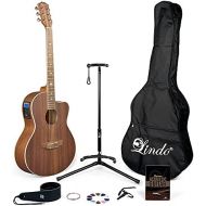 [아마존베스트]Lindo Gitarren Lindo Feeling Series Electro Acoustic Guitar with LCD Tuner XLR/Carry Case & Full Accessory Pack (Gig Bag, Stand, Strings, Strap, 10Plectrums, DVD, Capo)