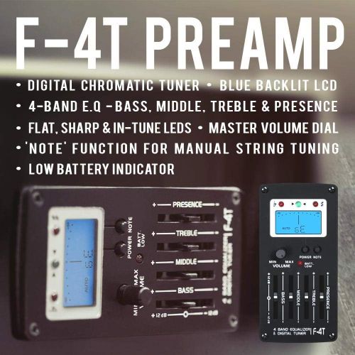  [아마존베스트]Lindo Gitarren Lindo Swallow Electro-Acoustic Guitar with F-4T Pre-Amp, Digital Tuner with XLR and Jack Output, Transport Bag)