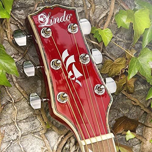  [아마존베스트]Lindo Gitarren Lindo Original Regular Body Electro Acoustic Guitar with Preamp LCD Tuner, Gig Bag, Glossy Red