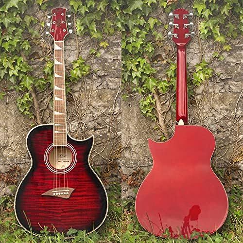  [아마존베스트]Lindo Gitarren Lindo Original Regular Body Electro Acoustic Guitar with Preamp LCD Tuner, Gig Bag, Glossy Red