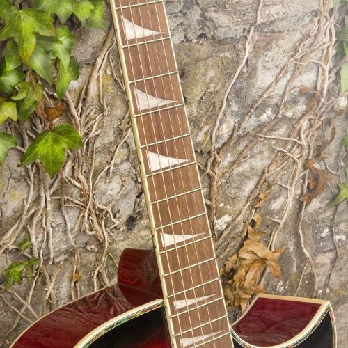  [아마존베스트]Lindo Gitarren Lindo Original Regular Body Electro Acoustic Guitar with Preamp LCD Tuner, Gig Bag, Glossy Red