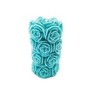 LindsayLucasCandles Large Pillar Candle, Turquoise Pillar Candle, Unscented Candle, Tall Candle, Floral Candle, Shaped Candle, Hand Made Candle, Pillar Candle