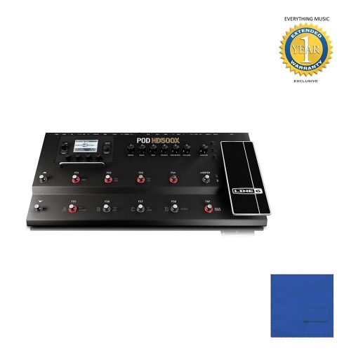  Line 6 POD HD500X Guitar Floor Multi-Effects Pedal with Microfiber and 1 Year Everything Music Extended Warranty