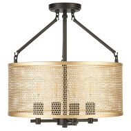 Linea di Liara Gianna Chandelier Hanging Light | Black w/Antique Brass Pendant Light with LED Bulbs LL-CL806-7SBK