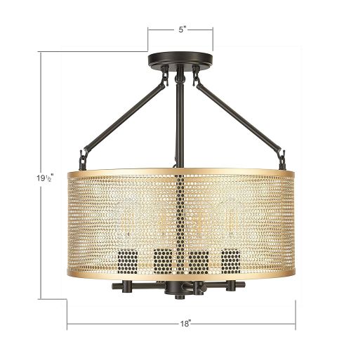  Linea di Liara Gianna Chandelier Hanging Light | Black w/Antique Brass Pendant Light with LED Bulbs LL-CL806-7SBK