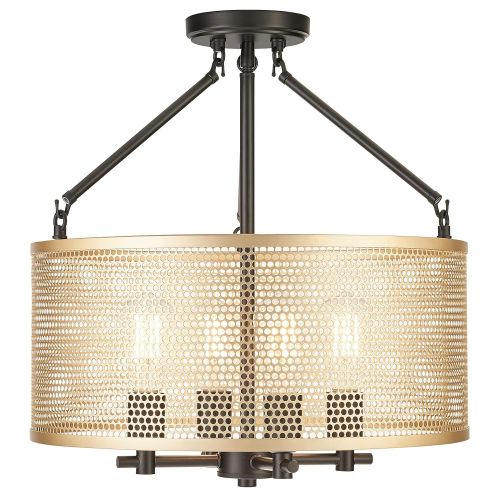  Linea di Liara Gianna Chandelier Hanging Light | Black w/Antique Brass Pendant Light with LED Bulbs LL-CL806-7SBK