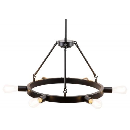  Sonoro Round Chandelier 24  Black w/Horizontal Bulbs - Linea di Liara LL-CH4-24-5BLK